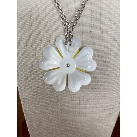 Brighton Corsage Daisy Flower Necklace Silver Tone Double Chain Extender 17-19" - Picture 5 of 12